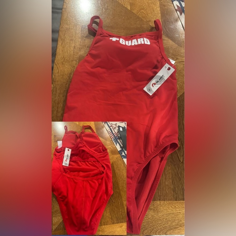 Vibrant Red One Piece Swimwear with Sheen